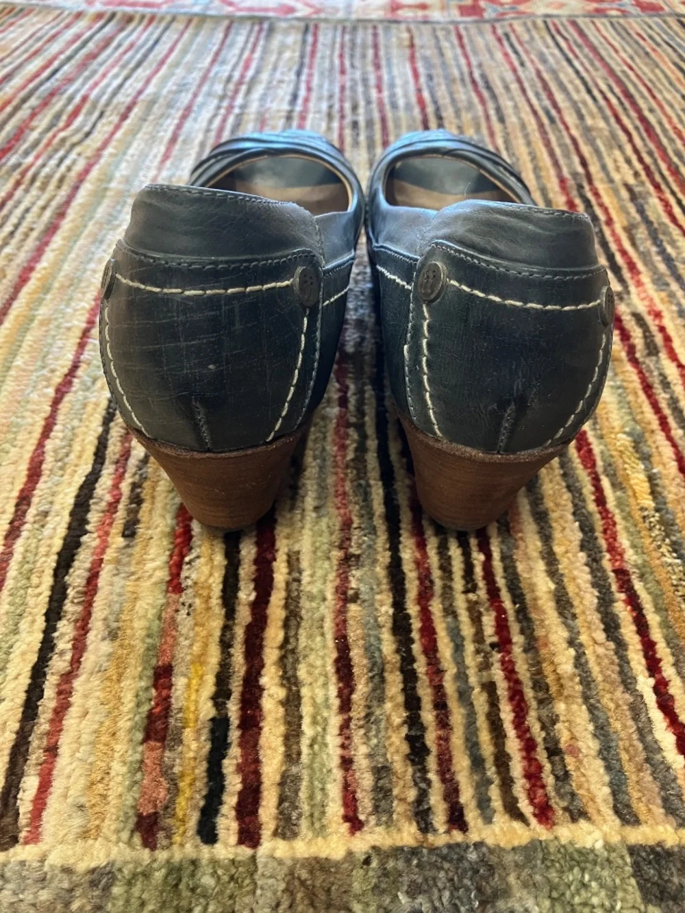 NEW Women's Fat Face USA 7 (UK38) - Open Toe Blue Green Earthy Leather Shoes